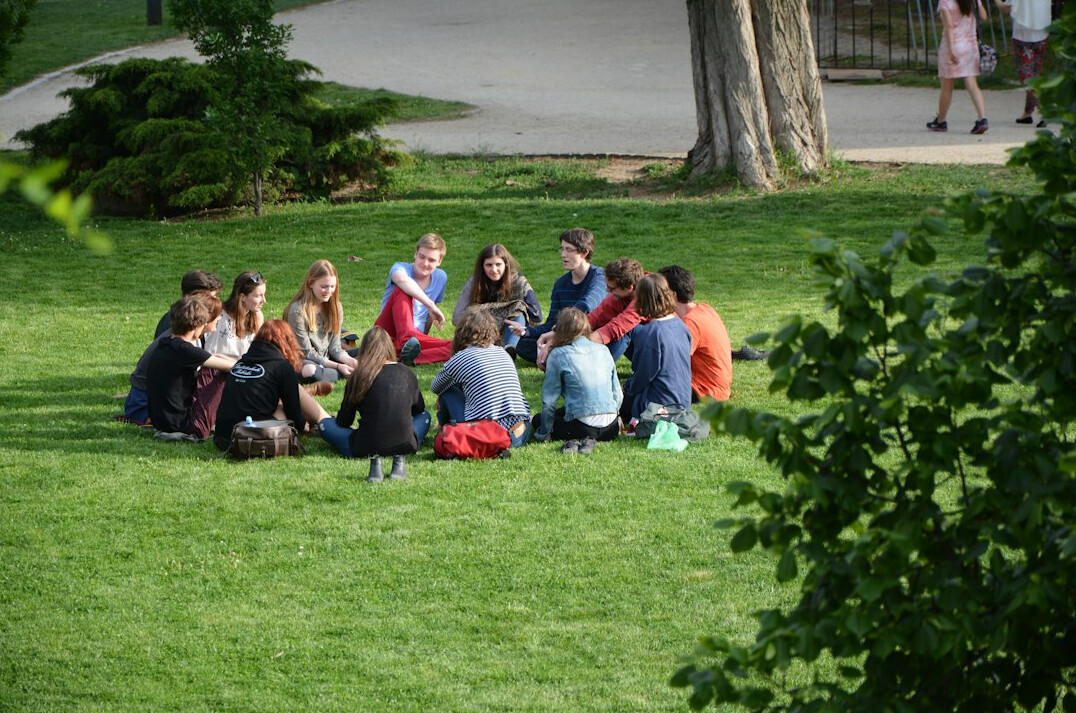 group discussion outdoors